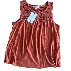 DR2 Orange Smocked Sleeveless Tank Top